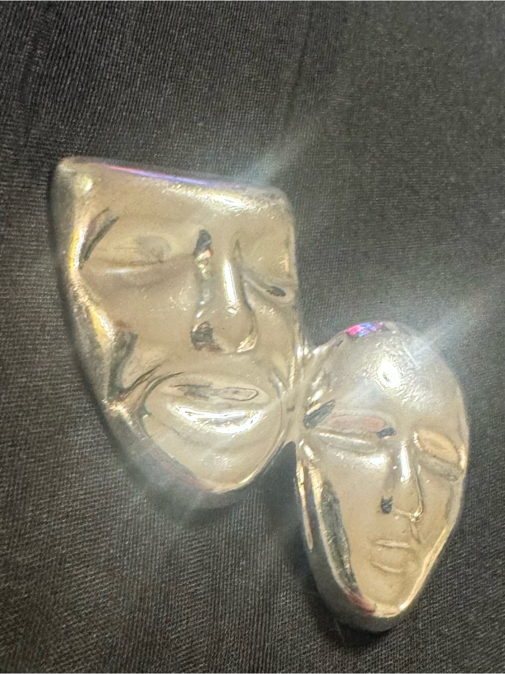 925 Sterling Silver Vintage Mexico Abstract Comedy & Tragedy Masks Pin Brooch